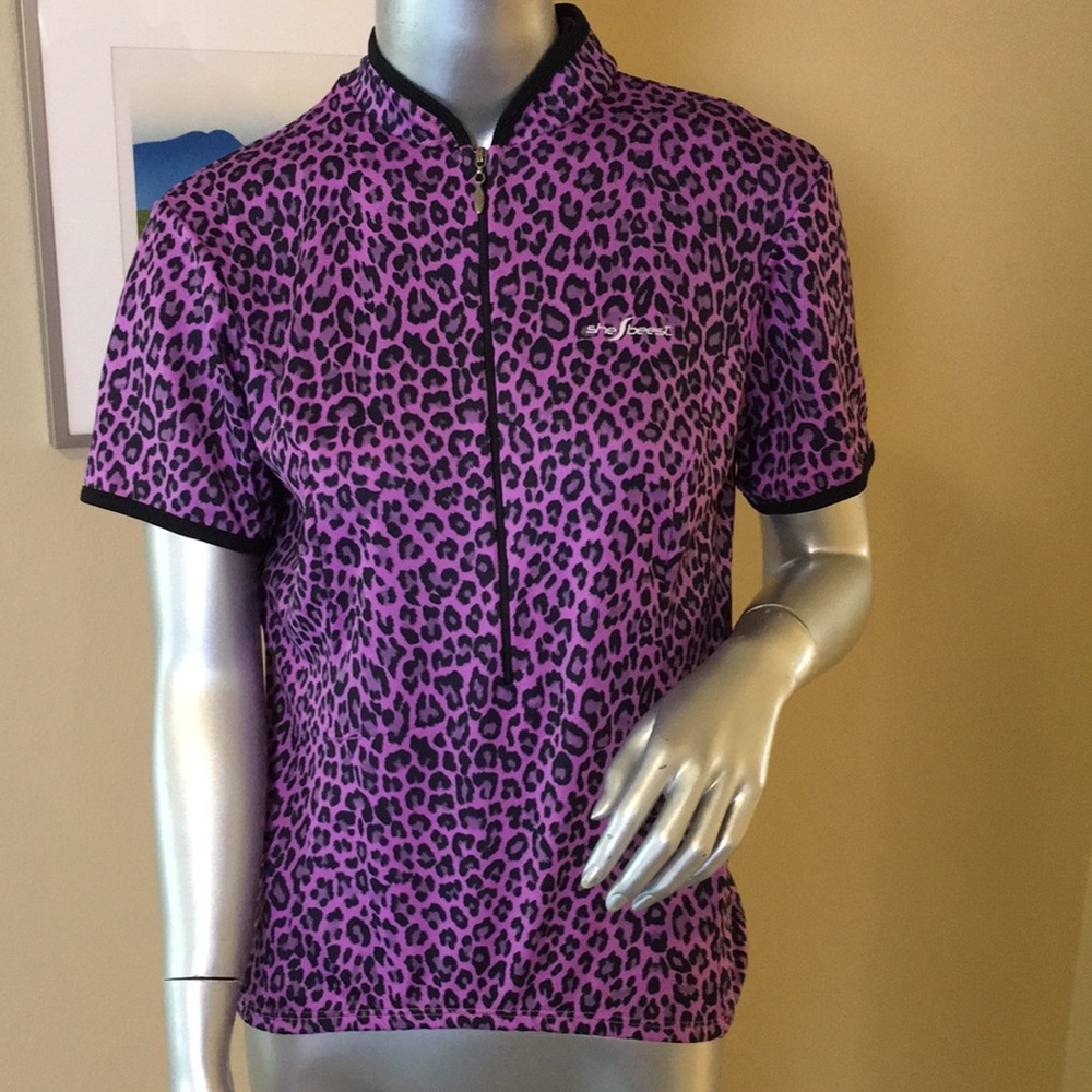 SHE BEEST | Purple 💜 Leopard Print Cycling Jersey / Bike Jersey